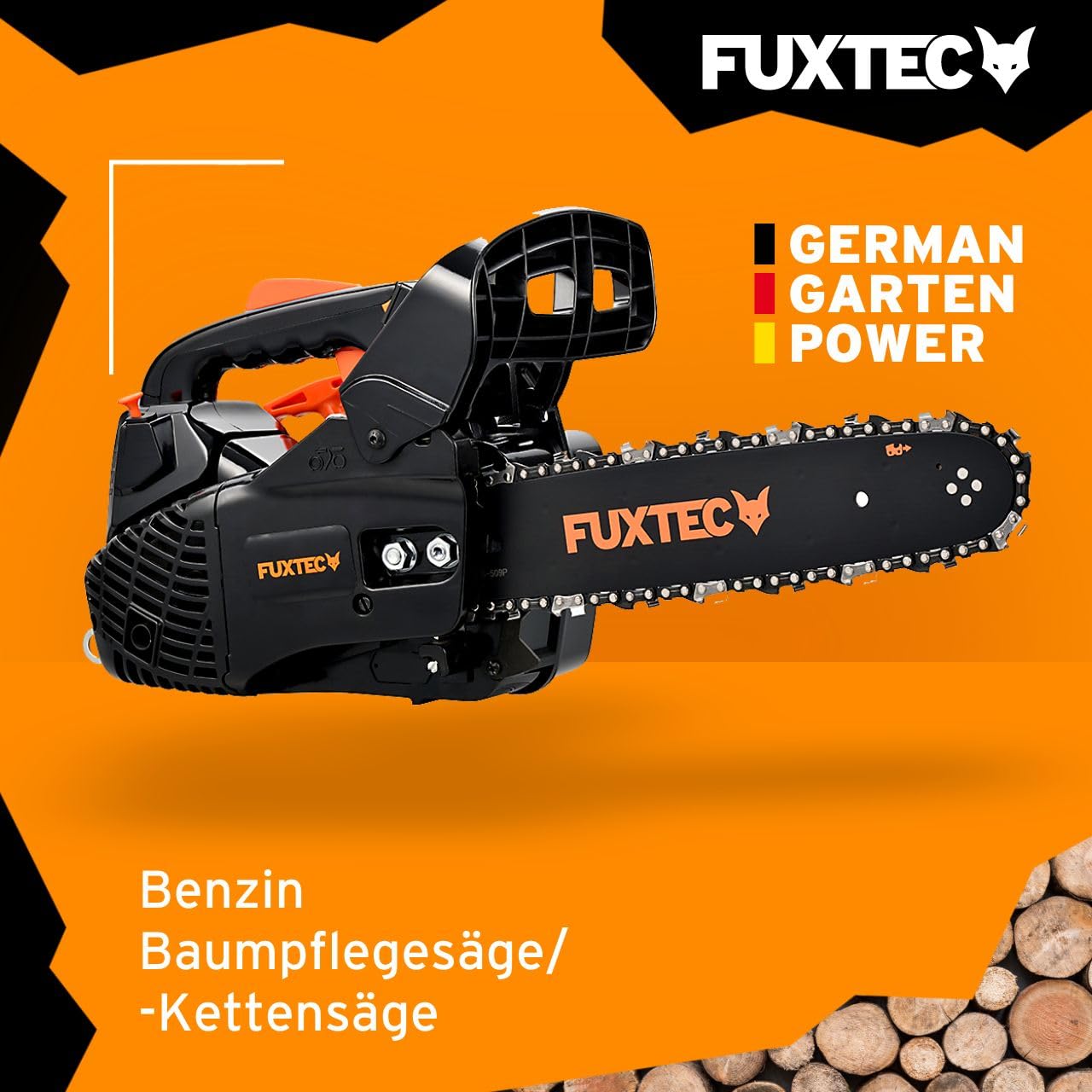 FUXTEC Benzin Baumpflegesäge FX-KS226 Kettensäge 25,4ccm – Schwertlänge 30cm – Motorsäge Top Handle/Einhandsäge