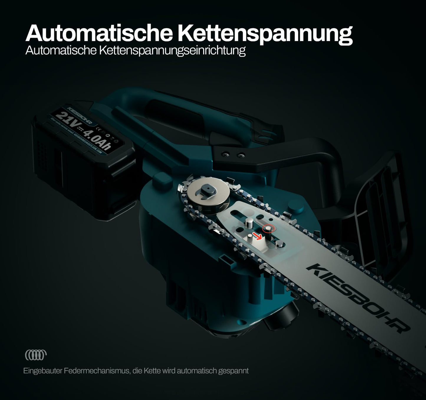KIESBOHR CSX001 30cm Bürstenlose Akku Kettensäge mit Automatische Kettenschmierung, Kompatibel mit Makita 18V Akku（ohne Akku und Ladegerät）