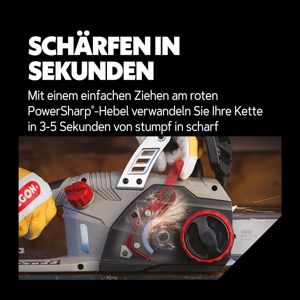 Oregon 2400W kabelgebundene Elektro-Kettensäge mit 18 Zoll (45 cm) Führungsschiene, rückschlagarme Motorsäge, integriertes Selbstschärfungssystem (PowerSharp) 3 Jahre Garantie (CS1500)