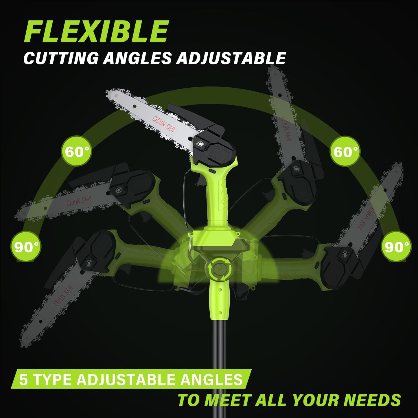 Hochentaster Akku Mini Kettensäge Elektrisch 21V Teleskop Astsäge Astschere Hochentaster mit 2 x 2.0Ah Akku 6 Zoll Kettensäge 22000U/min für Gartenscheren Astschere Holzschneidenz