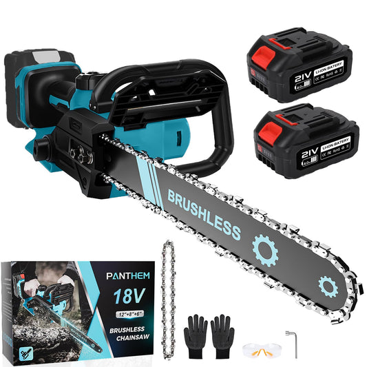 Akku Kettensäge mit 21V 4,0A akku und Ladegeräte, 1000W 12 Zoll Elektro-Kettensäge mit Sicherheitsschloss Automatischer Öler akkusäge Astsäge Elektrisch Handkettensäge für Gartenscheren Bäumen