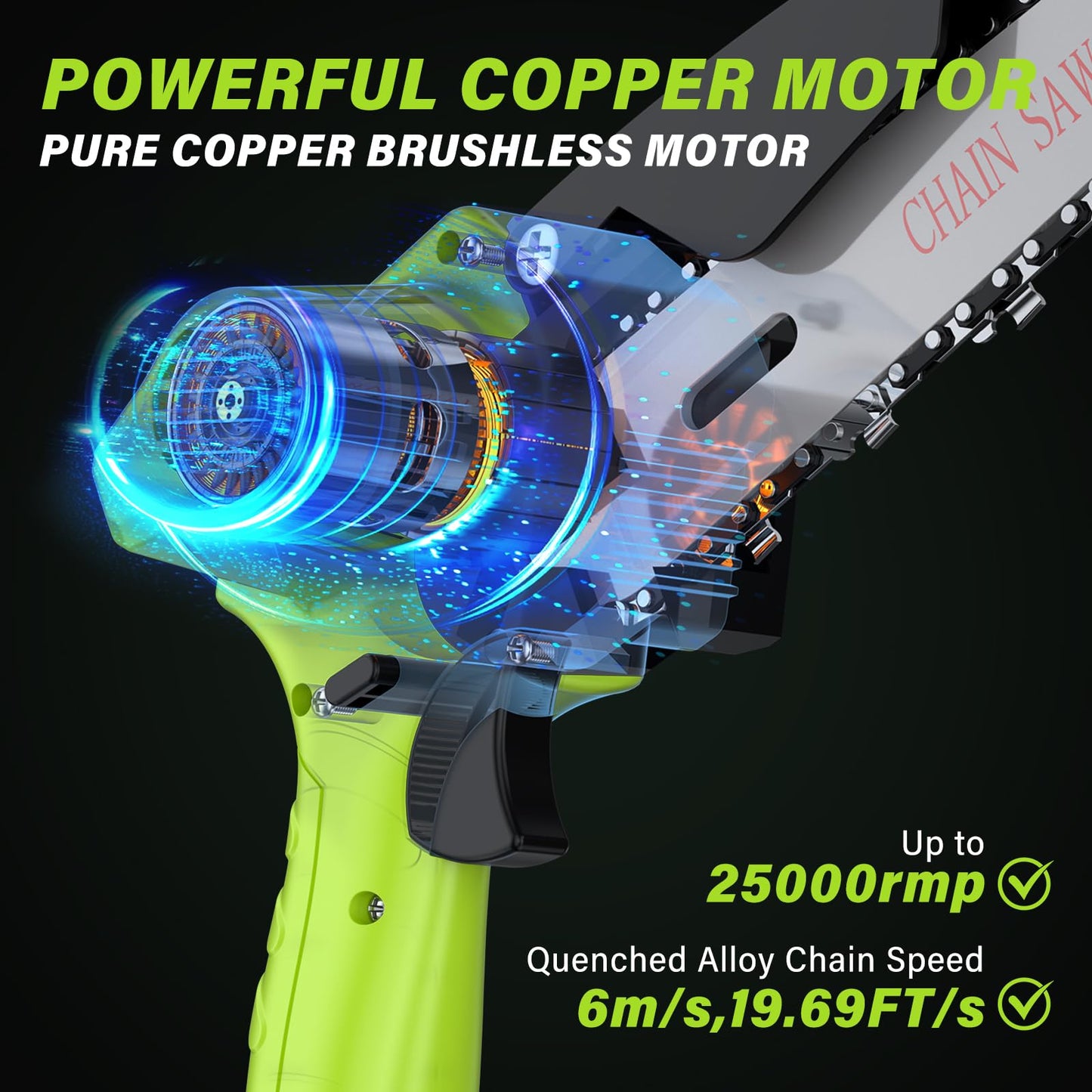 Hochentaster Akku Mini Kettensäge Elektrisch 21V Teleskop Astsäge Astschere Hochentaster mit 2 x 2.0Ah Akku 6 Zoll Kettensäge 22000U/min für Gartenscheren Astschere Holzschneidenz