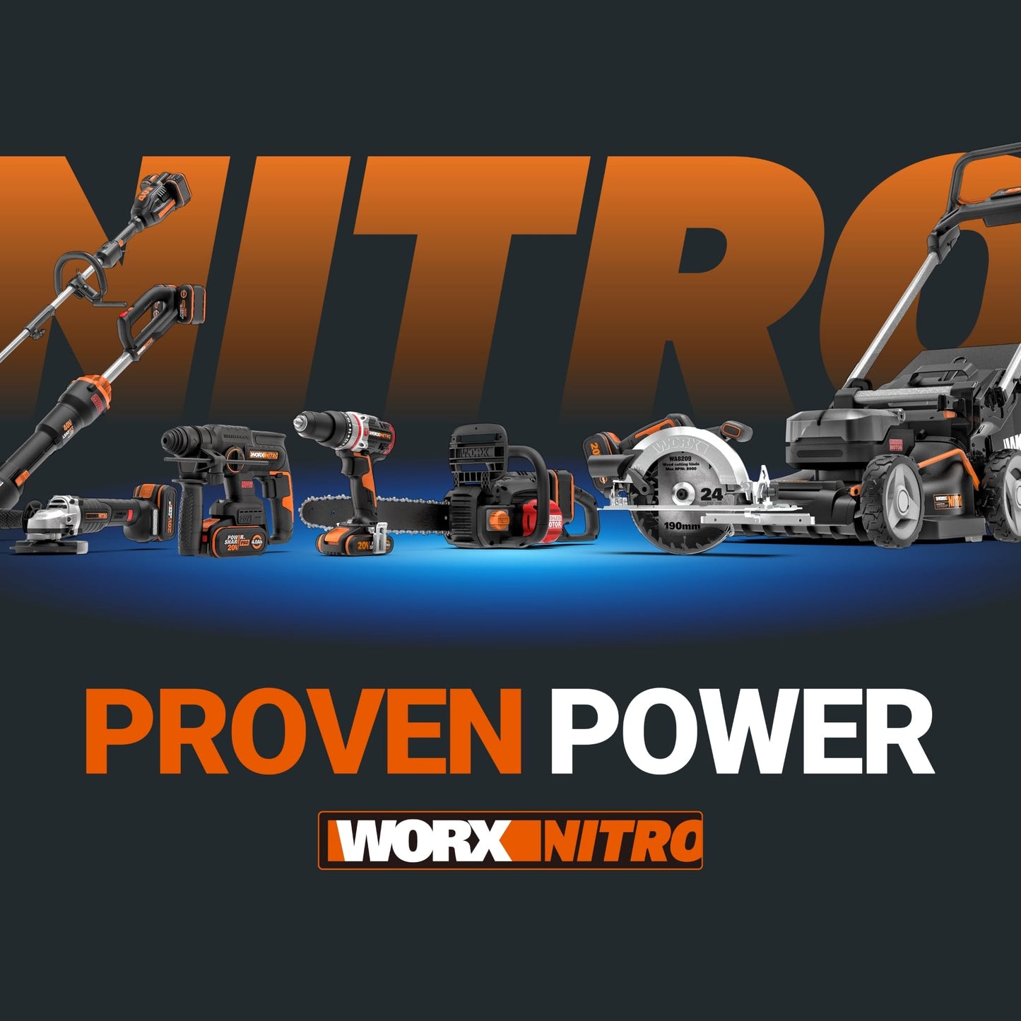WORX WG350E.9 Nitro Profi Akku Kettensäge 20V – leistungsstarke Holzsäge – 10m/s – 30cm Schnittlänge – kompakt & sicher – automatische Schmierung – einfache Ketten-Verspannung – ohne Akku & Ladegerät
